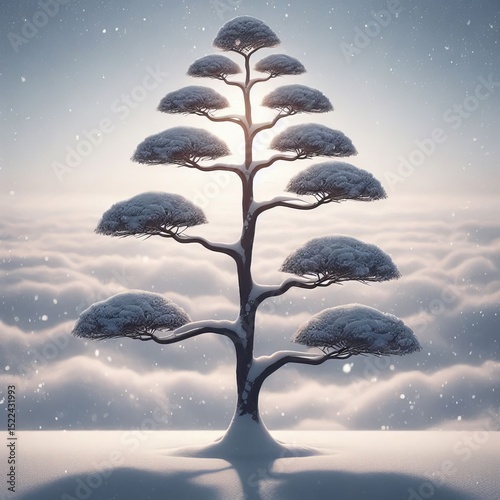 Single Tiered A tree with branches growing in a single tier snow