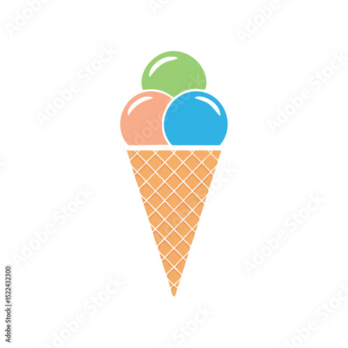 Three scoop ice cream cone sweet treat summer dessert