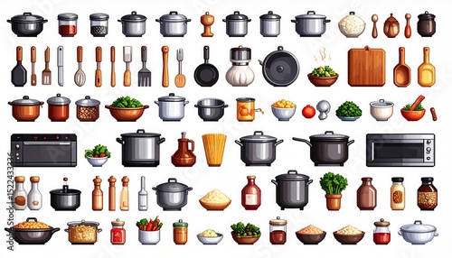 Pixel art kitchenware collection