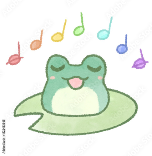 歌をうたうゆるいカエルのイラスト