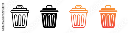 Trash Multi Style Icon Set Vector 