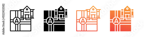 Home Address Multi Style Icon Set Vector 