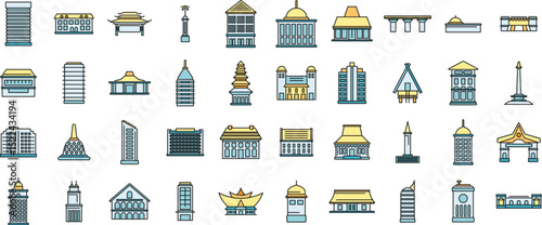 Showcasing iconic structures and traditional houses, celebrating indonesia's rich architectural heritage