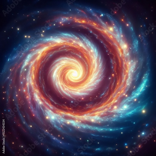 Glowing Spiral Galaxy – A bright spiral of stars rotating in d
