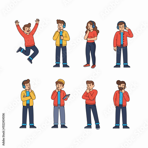 People thinking and listening to music