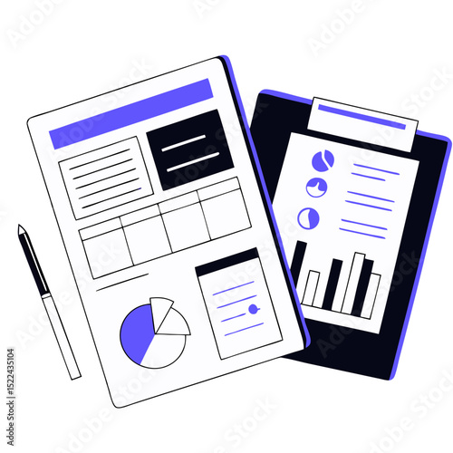 Accounting business irs internal audit analysis vector table desk or seo statistic market sales research inspection flat lay, quality study chart, financial budget review report, company investment