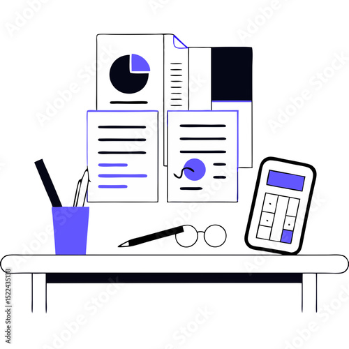 Accounting business irs internal audit analysis vector table desk or seo statistic market sales research inspection flat lay, quality study chart, financial budget review report, company investment