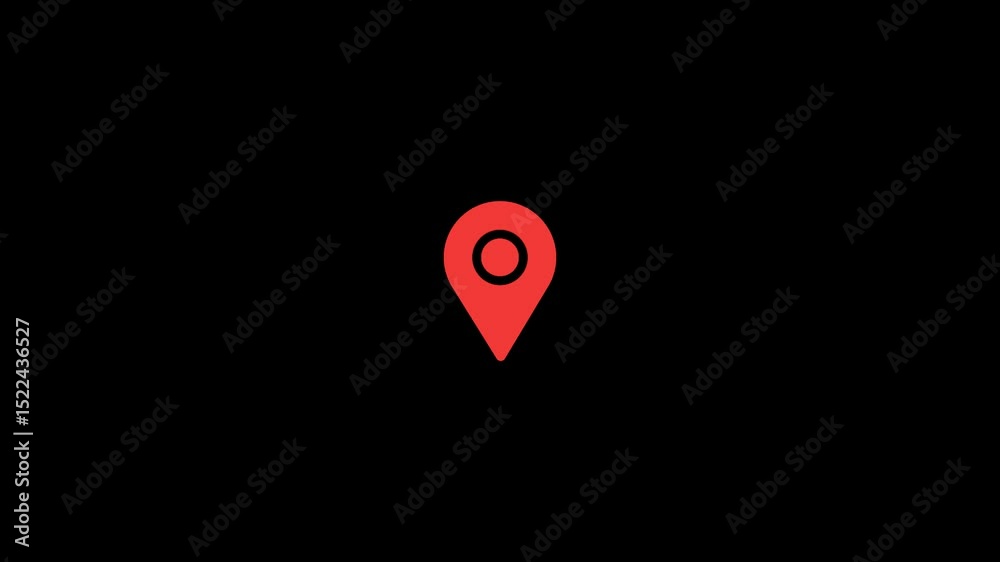 Dynamic red map location pin icon motion graphic animation for video ...