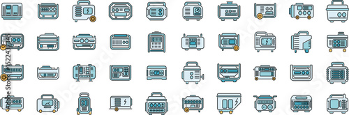 Diverse set of vintage radio and speaker icons in retro style