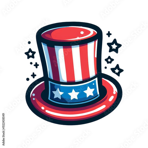 uncle sam hat.4th July, independence day illustration.