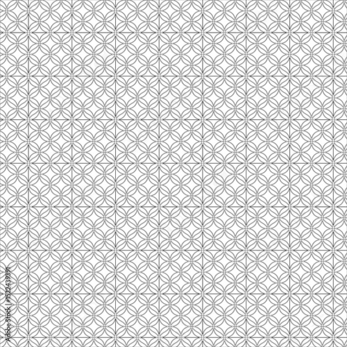Elegant and seamless geometric circle pattern evokes modern style with repetitive element on white