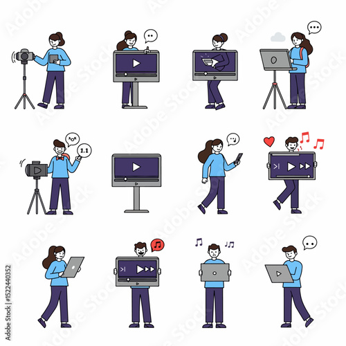 People working with cameras and digital media