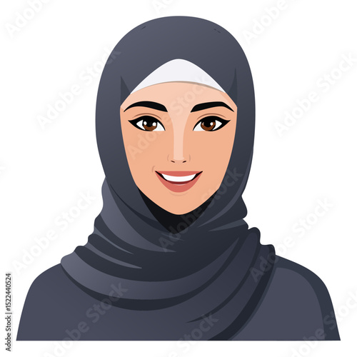Flat Vector. Portrait of only one Woman. Simple Background.