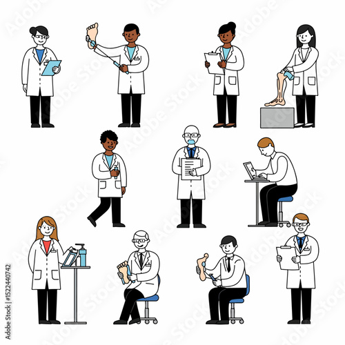 Doctors examining and working in office