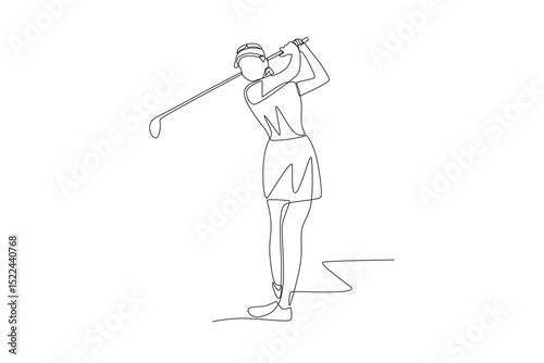 Female golfer concept one-line drawing