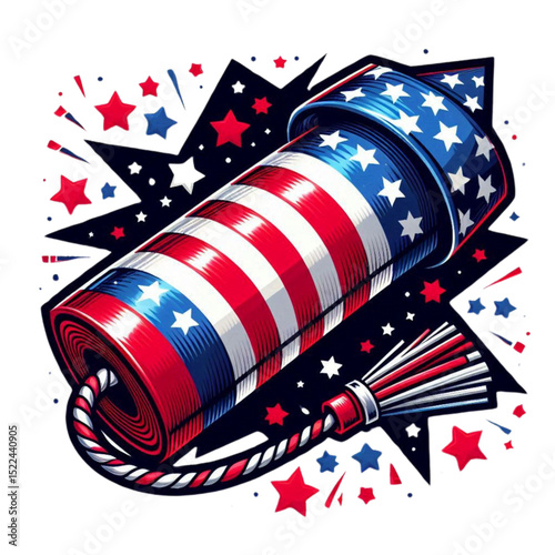 fourth of july fireworks. 4th July, independence day illustration.