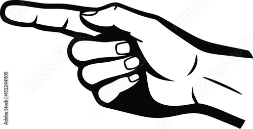 Stylized Black and White Hand Illustration with Pointing Finger Design Element