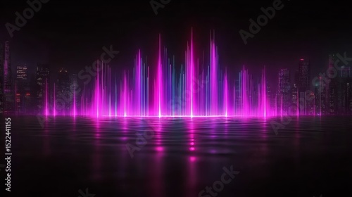 Wallpaper Mural Vibrant Neon Abstract Background with Purple and Blue Waves on Reflective Surface for Night Scenes Torontodigital.ca