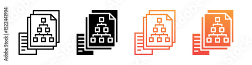 Hierarchical Structure Multi Style Icon Set Vector 