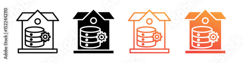 Data Warehouse Multi Style Icon Set Vector 