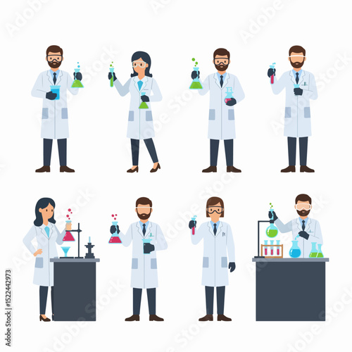 Scientists working with chemicals in laboratory setting