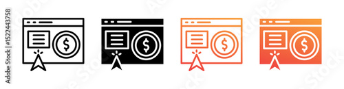 Pay Per Click Multi Style Icon Set Vector 