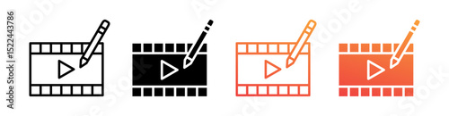 Video Editing Multi Style Icon Set Vector 