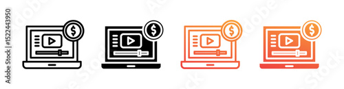 Monetize Multi Style Icon Set Vector 