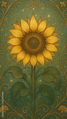 Elegant sunflower art wallpaper