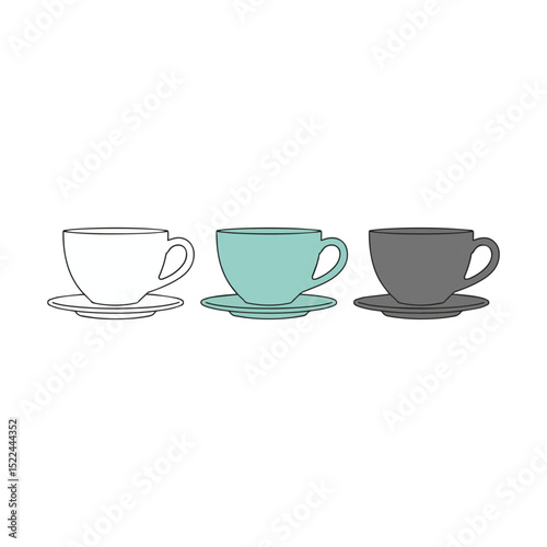 Minimalist Teacup and Coffee Cup Graphics Art & Illustration