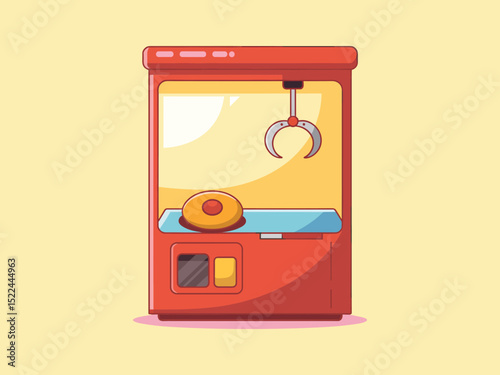 Vintage Claw Machine A Flat Vector Illustration of an Empty Arcade Game
