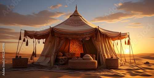 The Bedouin tent in the middle of the desert 