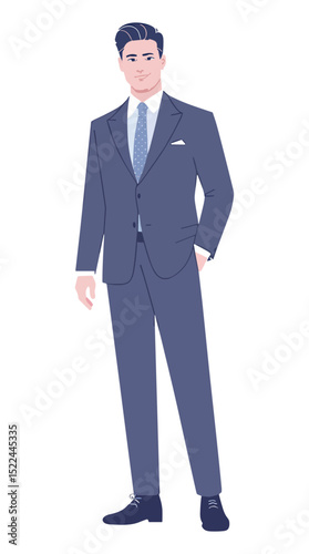 Professional Businessman in Suit Flat Vector Illustration