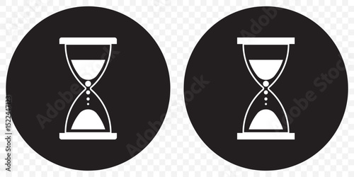 Sand clock Icon set in black filled and line set on Transparent Background. EPS 10.