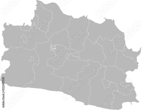 West Java (Jawa Barat), Indonesia – administrative vector map with city and regency boundaries (Web Mercator projection, PPT-compatible & fully editable)