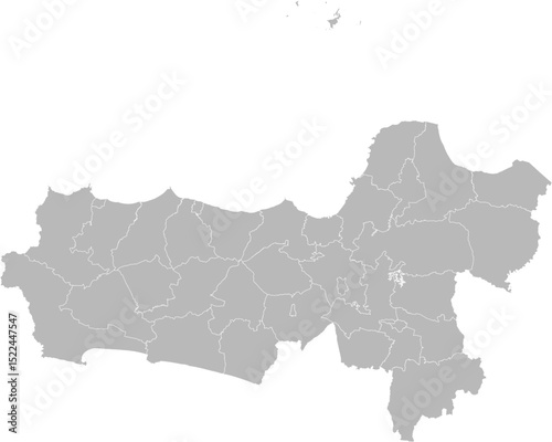Central Java (Jawa Tengah), Indonesia – administrative vector map with city and regency boundaries (Web Mercator projection, PPT-compatible & fully editable)
