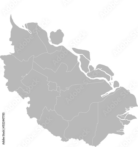 Riau, Indonesia – administrative vector map with city and regency boundaries (Web Mercator projection, PPT-compatible & fully editable)