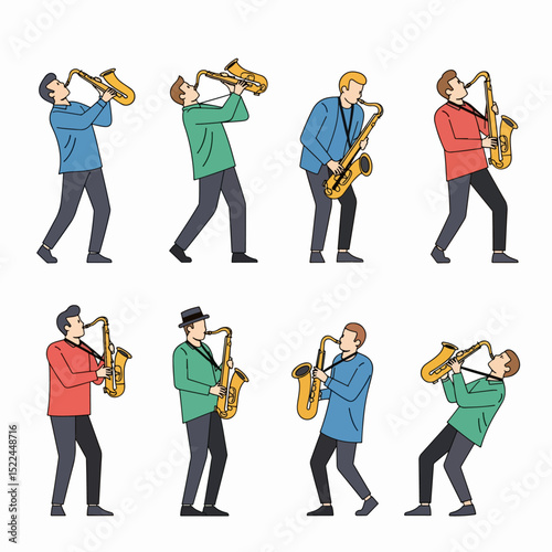 Saxophone musicians playing musical instruments together