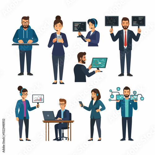 Business employees workers presenting data information