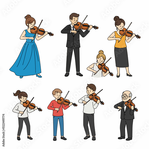 Musicians play violin performance group ensemble musical