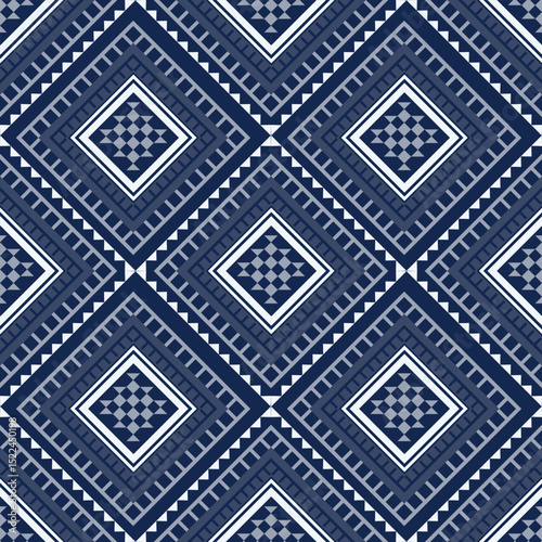Geometric Rhombus Pattern in Navy Blue