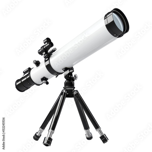 White telescope for stargazing exploration discovery science astronomy on transparent background