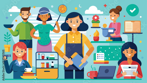 Diverse Group of People in Various Professions Illustrated with Modern, Flat Design Style