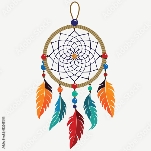 colorful dreamcatcher illustration vector