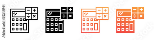 Calculator Multi Style Icon Set Vector 