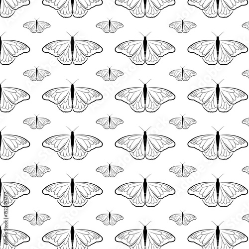 Black and white butterfly silhouette pattern vector