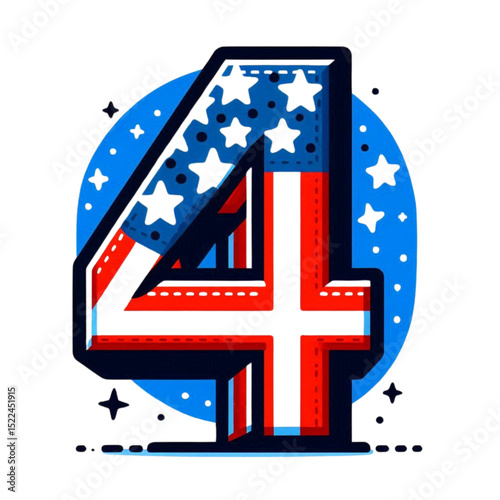 4th July, independence day illustration.