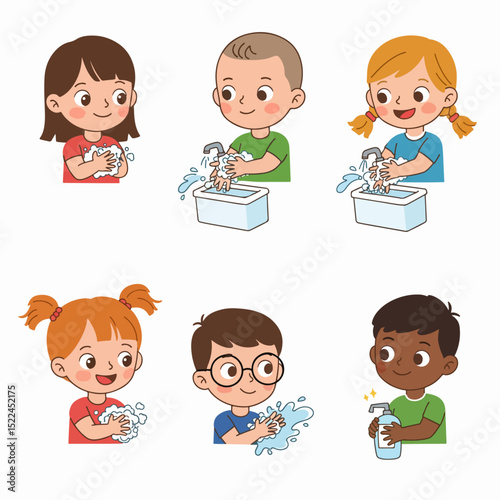 Children washing hands clean hygiene