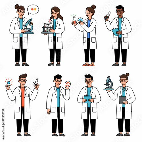 Scientists group with equipment science concept