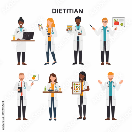 Dietitian team diverse healthcare professionals nutritionist group